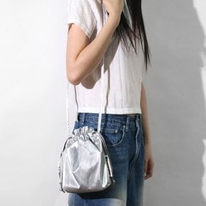 String cross bag _ Glittery silver