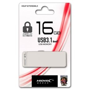 HIDISC USB 3.1, Gen1 암호 잠금 기능이 있는 플래시 드라이브 16GB 슬라이드식