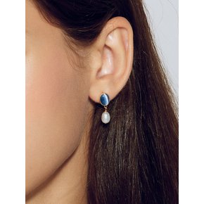 LB_Blue gem pearl earring