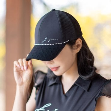 제이제인 여성골프웨어 제이제인 진주 메쉬 볼캡 (Black)