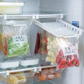 에코벨 슬라이딩 지퍼백 레일홀더 냉장고형/주방 씽크대 정리..