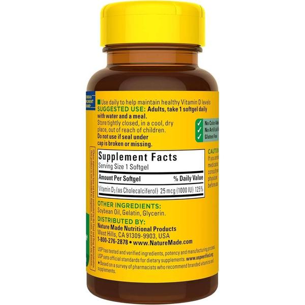미국직구 Nature Made 비타민D3 1000IU 100소프트젤 2팩