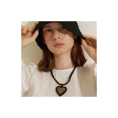 Big Black Heart Wood Necklace