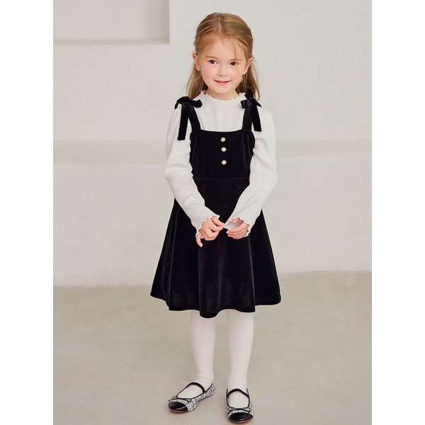 리본벨벳뷔스티에원피스