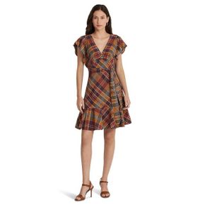 5425270 Lauren Ralph Belted Cotton Madras Dress