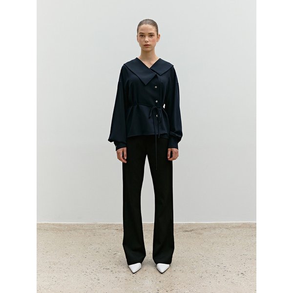 TWF UNBALANCE COLLAR BUTTON BLOUSE _2COLORS