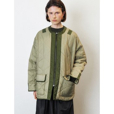 HACIE WAVE QUILTING OVERSIZE PADDED JACKET [KHAKI][BLACK]