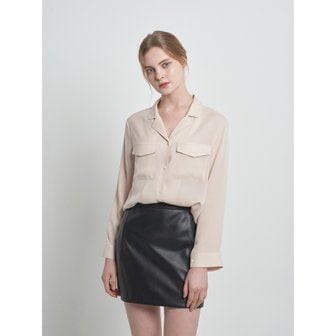 분닥세인츠 Pocket Detail Silk Blouse Pink Beige