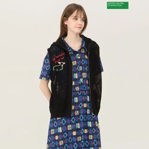 메쉬 후드 니트 집업 베스트 BAKV53531_P420491112