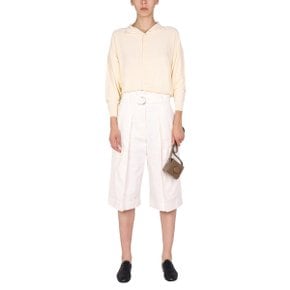 SS22 르메르 Shorts BELTED BERMUDA SHORTS WHITE W221PA440_LF714001