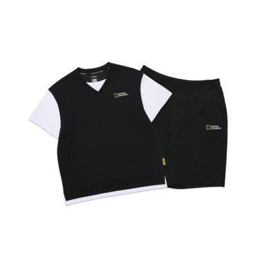 내셔널지오그래픽키즈 K252UPB020 컬러블럭 5부 상하 SET BLACK