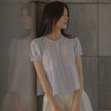틸아이다이 [8/25예약배송]Shirring blouse TISU03BL16_Sky blue