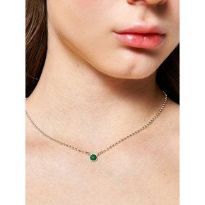 Malachite Big Dot Silver Necklace In451 [Silver]