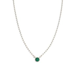 Malachite Big Dot Silver Necklace In451 [Silver]