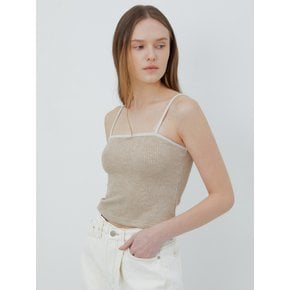 sparkle knit sleeveless top (beige)