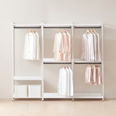 신세계라이브쇼핑 [동서가구] 시몬 시스템 철제 드레스룸 2400 1단+2단 행거 세트 DF924842
