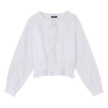 버커루 여성 허리밴드 핀턱 블라우스 (B242SH610P)