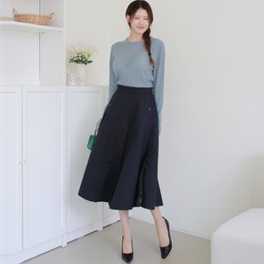 [최초가 79,900원][르포엠]카이엘 린넨 코튼 블렌드 플레어 스커트