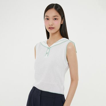 LAP 세일러카라 배색띠 니트 베스트AP2KV564