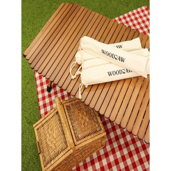 [B급] 접이식 너도밤나무 라운드엣지 우드롤테이블 2color -  2단 높이조절 100cm (분할식 가방 포함)