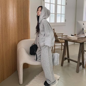 신세계라이브쇼핑 [옷자락] 여자 캐주얼 오버핏 후드 니트 밴딩 팬츠 세트
