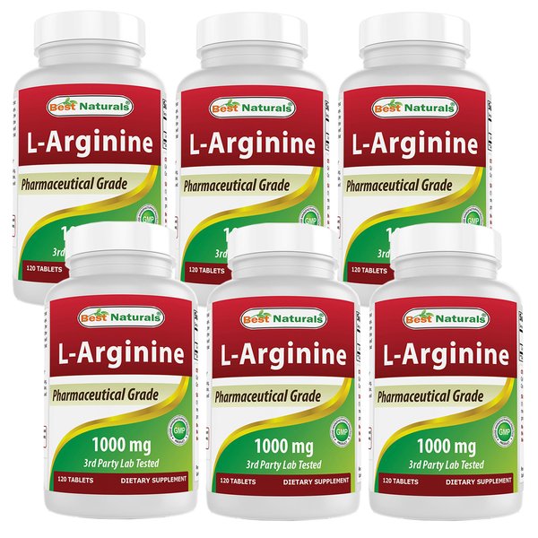Best Naturals 베스트네츄럴스 L 아르기닌 1000mg 120정 6개 L-Arginine