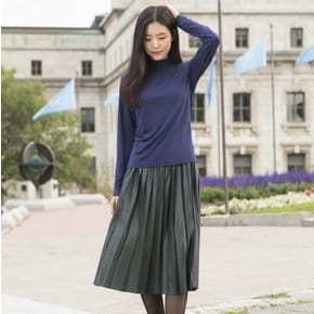 여성 하프넥 겉기모 긴팔 폴라티 골프 이너 티셔츠 네이비