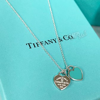 TIFFANY&CO 티파니앤코 다이아몬드 미니 더블하트 태그 목걸이16~18inch 69683991 TIFFANY DOUBLE HEART TAG