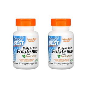 [해외직구] 닥터스베스트 엽산 800 콰트리폴릭 800mcg 60베지캡 2팩 Doctor`s Best Fully Active Folate 800 800 mcg 60 Veggie Caps