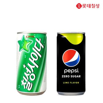  칠성사이다 190ml 12캔+펩시 제로 콜라 190ml 18캔 총30캔