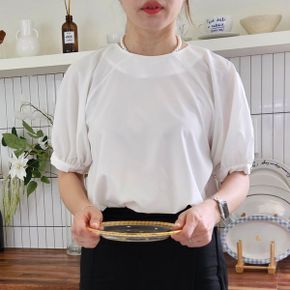 여름 블라우스 반팔 퍼프 소매 벌룬 쉬폰 흰색 무지 기본 정장 66 77 88 40대 50.._P391284993
