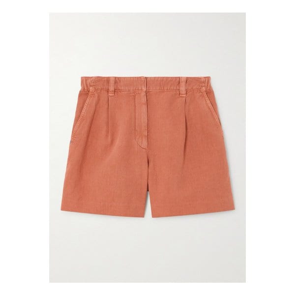 브루넬로쿠치넬리 비즈 장식 플리츠 코튼 리넨 혼방 트윌 쇼츠 오렌지 46376663162854423