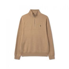 POLO RALPH LAUREN [ 10]코튼 쿼터 지퍼 스웨터 - 브라운