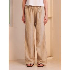 STRIPE LINEN BANDING PANTS KHAKI