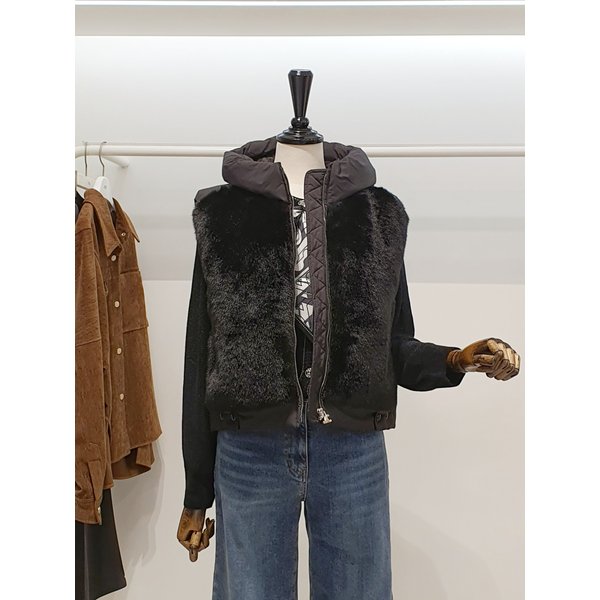 [파주점] 쥬크 주크 후드넥 퍼배색 구스 패딩 베스트 V254PSG931