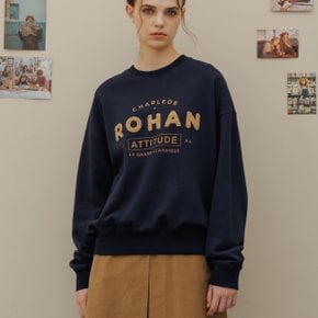 Charlesderohan lettering basic sweat shirt_Navy