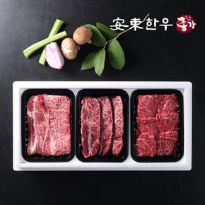 냉장 1+등급 한우선물 프리미엄구이세트1호 1.5kg(등심500g+부채살500g+치마살500g)