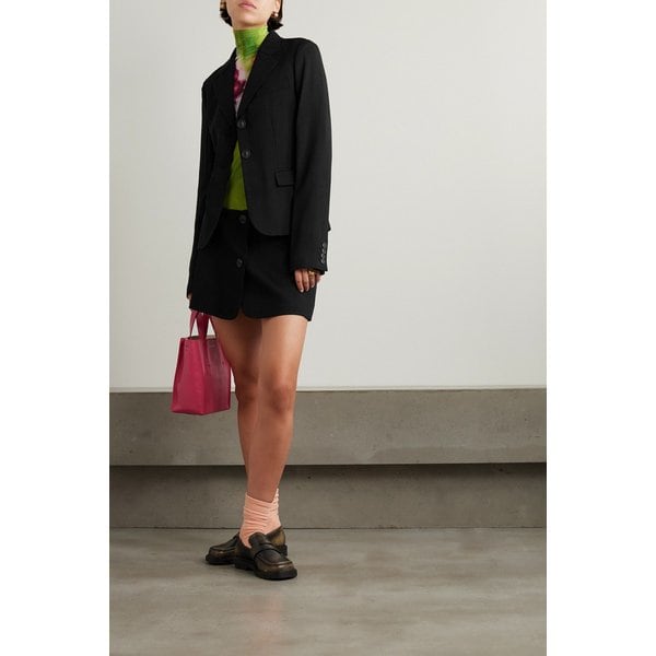 울 혼방 크레이프 및 골지 니트 블레이저 블랙 1647597317270501