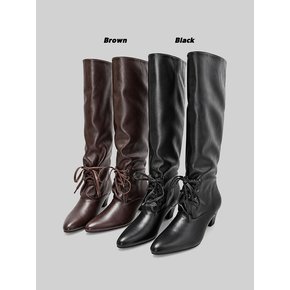 Lace-up long boots, soft slouch (5cm)
