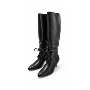 Lace-up long boots, soft slouch (5cm)