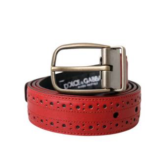 이스퀘어 5027000 Dolce  Gabbana Perforated Leather Metal Buckle Belt Mens Men