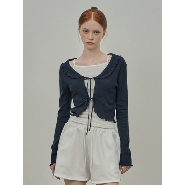 프리지아 프릴 리본 가디건