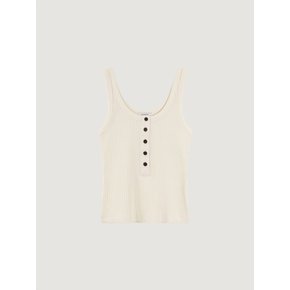 Button ribbed sleeveless top(Ivory)