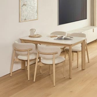  [비밀혜택가]포멜로 세라믹식탁 4인세트 140cm 내추럴_패브릭체어4EA (옵션 택1)