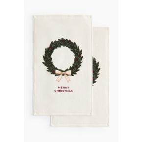 크리스마스 디자인 게스트 타월 2피스 세트 크림/Merry Christmas 1339550003