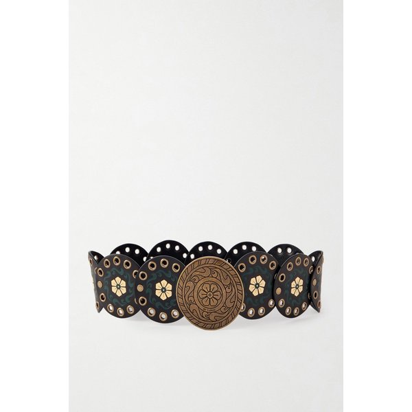 스터드 아이렛 장식 데보스드 가죽 벨트 46376663162954047