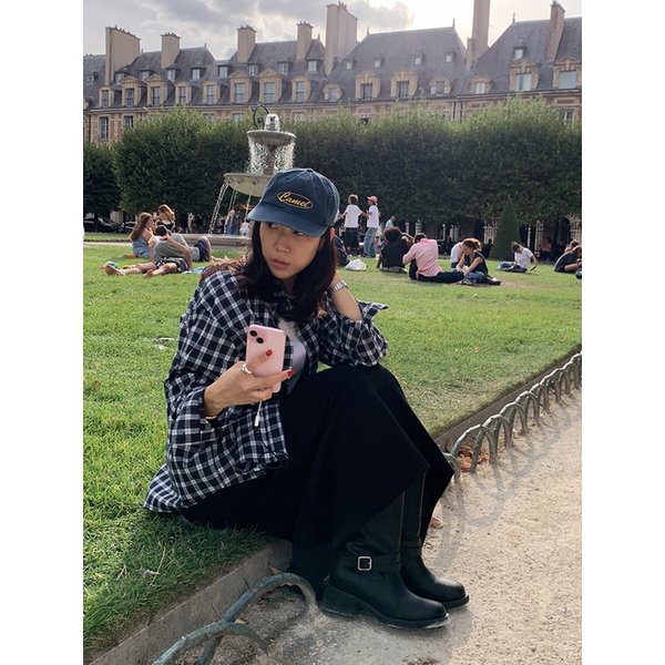 레브 코튼체크 루즈셔츠_BLACK