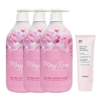 해피바스 로즈 에센스 바디워시 900g x3 + 아트델리 멜라컷 선크림 50ml