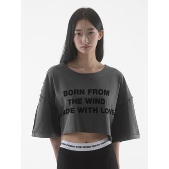 팬쇼 MWL RAW EDGE CROP SHORT SLEEVE - PIGMENT BLACK