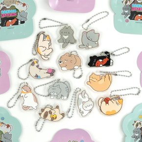 냥냥 랜덤 아크릴키링 (24개1세트) 고양이 열쇠고리